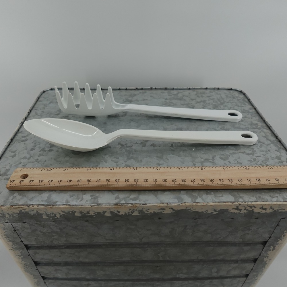 White‎ Melamine Kitchen Utensil Set Pasta Server and Serving Spoon 11.5 Inch